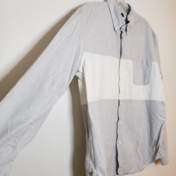 J. Crew Casual Rugby Buttondown Shirt Gray White Men's XL - Picture 3 of 9